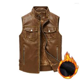 Men's Vests Retro Motorcycle Leather Vest Jacket Men Autumn Winter Fashion PU Coat Male For Sleeveless Coats