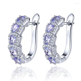 Backs Earrings Natural Tanzanite Sterling Silver Clip Earring 2.4 Carats Faced Cutting Women's Classic Romantic Fine Jewellery S925