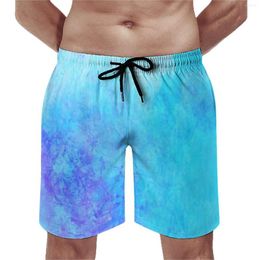 Men's Shorts Blue Splash Board Print Quality Beach Pants Oversize Swim Trunks Men