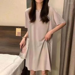 Casual Dresses Mid Length Oversized T-shirt Dress Thin Loose Pyjamas Female Vintage Dongdaemun Korean Clothing Formal Women Elegant