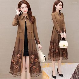 Women's Trench Coats Long Windbreaker Women Korean Fashion Office Full Sleeve Coat Plus Size Double Breasted Outwear Lady Designer