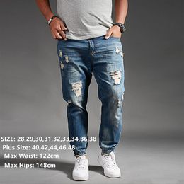 Men's Jeans Ripped For Men Blue Black Denim Mens Jean Homme Harem Hip Hop Plus Size Trousers 44 46 48 Uomo Fashions Jogger Pa268k