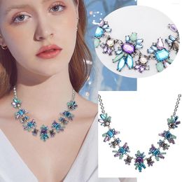 Chains Women's Jewellery Statement Bib Collar Colourful Rhinestone Chain Necklace