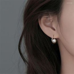 Hoop Earrings PANJBJ 925 Sterling Silver Pearl Water Drop Earring For Women Girlgrace Temperament Retro Banquet Jewelry Gift