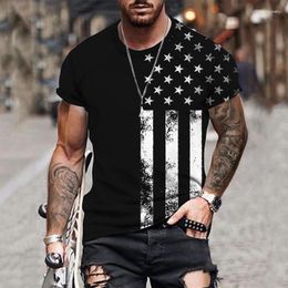 Men's T Shirts Summer American Flag 3d Print Shirt For Men Casual Fashion Round Neck Oversized T-shirt Muscle Streetwear Short Sleeve