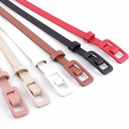 New Solid Ladies Belt Fashion Square Buckle Belts for Women Jean Dress Needleless Punch Decorative Thin Belt Ceinture Femme Riem