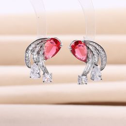 2023 New Fashion Droplet Zircon Wing Earrings Charming Female S925 Silver Earrings Women Luxury Brand High end Earrings Wedding Party Jewellery Accessories Gift