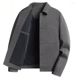 Мужские куртки, осенне-зимняя мужская теплая шерстяная куртка, корейская простота, модное повседневное пальто джентльмена, 2023, однобортное, короткое, толстое