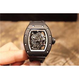 RicharMill Mechanical Watch Wristwatch Tonneau Skeleton Hollowed Out Through Bottom Multifunctional Rm11 Automatic Mens Luxury Watches G143