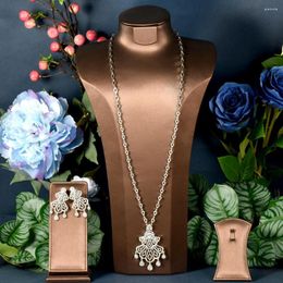 Necklace Earrings Set HIBRIDE Exclusive Design Wedding Bridal Jewellery Ladies 4pcs CZ And Earring For Women Party Accessories N-41