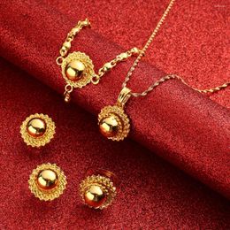 Necklace Earrings Set 24k Gold Ethiopia Jewelry For Women Dubai Bride Wedding Ethiopian Africa Arab