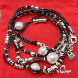 Chains 2023 UNOde50 European And American Product Selling Leather Rope Pearl Necklace Women's Romantic Jewelry Gift Bag