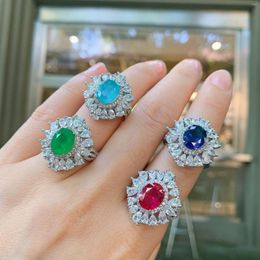 Necklace Earrings Set European And American Ring Women's Jewelry Color Retro Style Shining Diamond
