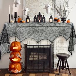 Other Event Party Supplies Halloween Bat Table Runner Black Spider Web Lace Tablecloth Curtain Halloween Decorations For Home Skull Horror Party Supplies 230905