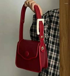 Evening Bags Luxury Women Shoulder Small Fashion Designer Ladies Handbag And Purses PU Leather Wide Strap Flap Crossbody Bag Red Bolsa