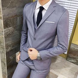 Men's Tracksuits Men Blazer Three-piece Wedding Business Formal Suit Vest Pants Set