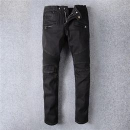 Designer Style Brand Mens Jeans Distressed Ripped Pant Slim-leg Fit Motorcycle Biker Denim Trousers Size 28-40309U