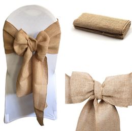 Natural Hessian Burlap Chair Sashes Rustic Burlap Chair Bow for Wedding Events Banquet Decoration SN867