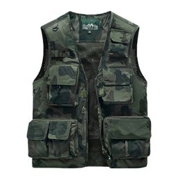 Men's Vests Men Outdoor Waistcoats Climbing Vests Jackets Multi-pocket Fishing Pography Vests Men Mesh Breathable Vests Coats Size 6XL 230905