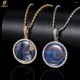 Pendant Necklaces Hip Hop Po Memory Medallions Necklace Men Round Sublimation Jewellery Blanks Custom Picture