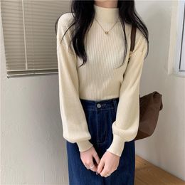 Women's Sweaters Autumn Winter Women High Collar Long Sleeve Knitted Tops Shirt Solid Sweater Pullover Jersey Y2k Jumper
