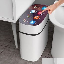 Waste Bins 16L/13L Intelligent Trash Can Smart Sensor Dustbin Waterproof Household Induction Garbage Bin 10L Press Type Rubbish 2112 Dhsnu