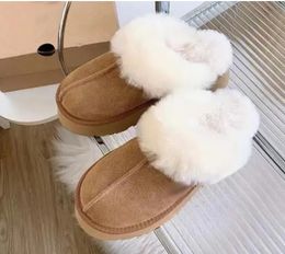 Men and women's elevated platform fashion slippers, snow boots, warm boots, soft and comfortable sheepskin plush casual slippers, beautiful gifts