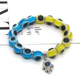 Creative Colorful Devil's Eye Beaded Bracelet Jewelry Men Women Fatima's Hand Bracelets Jewelry Gift In Bulk