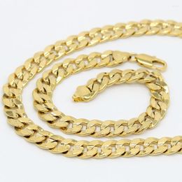 Necklace Earrings Set Mens Jewelry Flat Polished Curb Chain Yellow Gold Filled Bracelet (24 Inches 8.6 Inches)