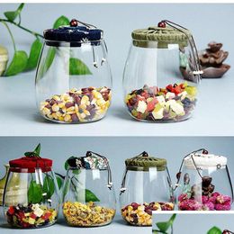 Storage Bottles Jars 600Ml Glass Jar Kitchen Food Containers With Lid Bottle Size 600 Ml 4 Color Drop Delivery Home Garden Houseke Otnzs