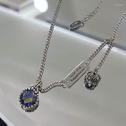 Pendant Necklaces Street Style 925 Silvery Necklace Inlay Shine Cubic Zirconia Exquisite Letter Jewellery For Women Wedding Banquer Gift