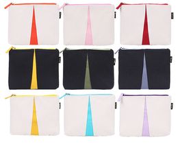 DHL100pcs Cosmetic Cases 12oz Canvas White Patchwork Square Large Capacity Short Makeup Bag Mix Colour