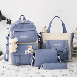 School Bags 4 Pcs Set Kawaii Backpack For Student Teenager Girls Schoolbag Book Pencil Case Women Travel Tote