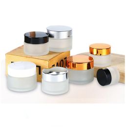 Packing Bottles Wholesale 5G 10G 15G Glass Jar Cream Bottle Cosmetic Empty Container With Black Sier Gold Lid And Inner Pad For Loti Otzw4