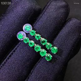 Stud Earrings Fashion Natural Green Emerald Gem With Silver For Women Jewellery Long Fruits Birthday Party Gift Style Selling