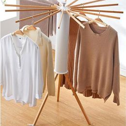 Hangers Foldable Drying Rack Floor Solid Wood Stable Clothes Pole Bedroom Balcony Family Laundry Supplies