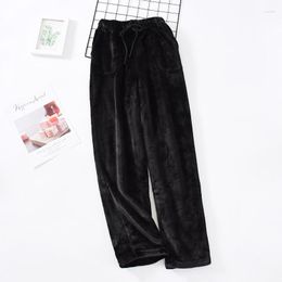 Men's Sleepwear Autumn Winter Thicken Flannel Pyjama Bottoms Pants Couple Thickened Coral Fleece Loose Warm Homewear