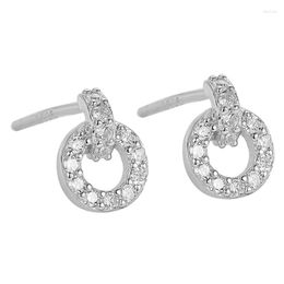 Stud Earrings S925 STERLING Silver Personality INlaid Stone Circle Earring TEMPERAMENT FEMALE Jewellery Ornaments