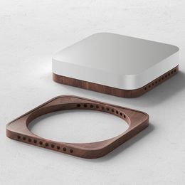 Storage Holders Racks Desktop Dustproof Stand for Mac Mini and Mac Studio Walnut Wooden Holder Cooling Heat Disspation Mount Accessories for Mac Mini 230905