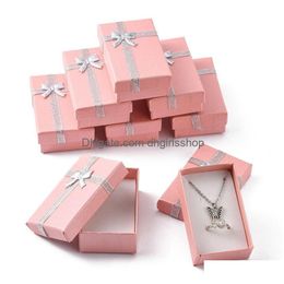 Jewellery Boxes 24Pcs Cardboard Jewellery Gift Display For Packing Box Pink With Bowknot And Sponge Inside 80X50X25Mm Drop Delivery Dhe0X