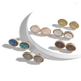 Stud Earrings 2023 Mini Oval Resin Druzy Drusy Fashion Designer Jewellery Gold Drop