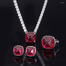 Necklace Earrings Set S925 Full Body Silver Tiktok Red Treasure Sugar Tower Ring Diamond Main Stone 12