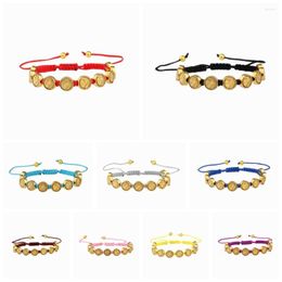 Charm Bracelets 5Pcs Retro Alloy VIRGEN DE GUADALUPE Handmade Braided Adjustable Bracelet Woman Man Fashion Jewelry Friendship Gifts