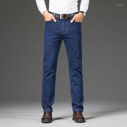 Men's Jeans Mens Business Regular Straight Full Lenght Jean Casual Denim Trousers Elasticity Stretch Fabric Pant LY2012