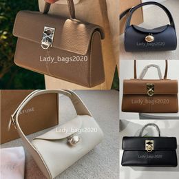 CAFUNES Bags Shoulder Designer Drop Duffel Bag Women Pillow Handbag Leather Stance Stand Handheld Clamshell Wallet Lychee Pattern Trapezoidal Crossbody Purse