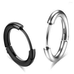 Stud Earrings Unisex Round Circle Ear Hoop Buckle Earring 13mm / 15mm 17mm Black Titanium Steel Men Women Jewellery