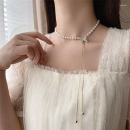 Pendant Necklaces 2023 Designer Fashion Jewellery Pearl Long Butterfly Stretch Adjustable Necklace Elegant Women Tassel Party