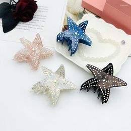 Hair Clips Korean Fashion Rhinestone Starfish For Women Accessories Sweet Y2k Colorful Star Hairpin Clip Jewelry