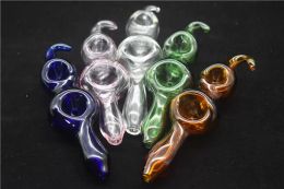 TOP quality 12cm lenght Weight 45g Glass Spoon pipe tobacco Smoking Pipes Glass Oil burner double bowl pipe hand pipes glass pipe LL