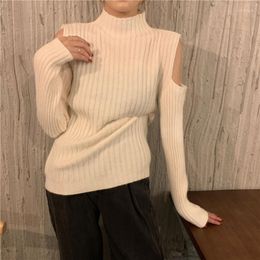 Women's Sweaters 2023 Knitted Sweater Turtleneck Off Shoulder Pullovers For Sexy Women Long Sleeve Female Jumper Black Clothing Thicken
